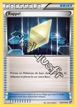 Carte Pokémon Rappel n°102 de la série Noir et Blanc