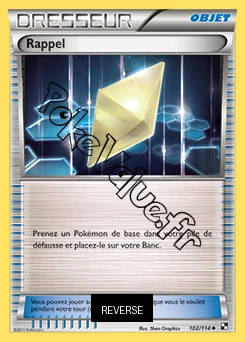 Carte Pokémon Rappel Reverse n°102 de la série Noir et Blanc