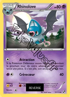 Carte Pokémon Rhinolove Reverse n°51 de la série Noir et Blanc