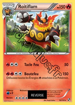 Carte Pokémon Roitiflam Reverse n°19 de la série Noir et Blanc
