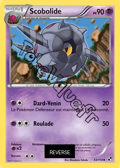 Carte Pokémon Scobolide  Reverse n°53 de la série Noir et Blanc