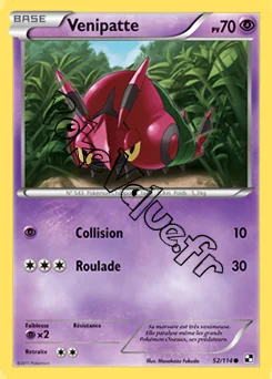 Carte Pokémon Venipatte n°52 de la série Noir et Blanc