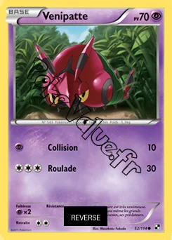 Carte Pokémon Venipatte Reverse n°52 de la série Noir et Blanc