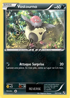 Carte Pokémon Vostourno Reverse n°72 de la série Noir et Blanc