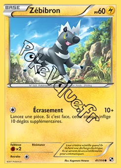 Carte Pokémon Zébibron n°41 de la série Noir et Blanc