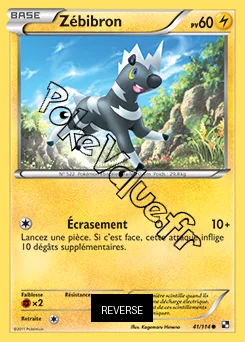 Carte Pokémon Zébibron Reverse n°41 de la série Noir et Blanc