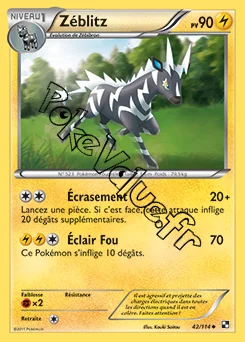 Carte Pokémon Zéblitz n°42 de la série Noir et Blanc