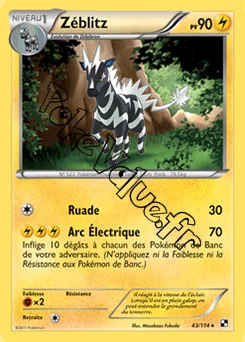 Carte Pokémon Zéblitz n°43 de la série Noir et Blanc