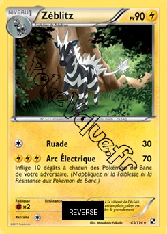 Carte Pokémon Zéblitz Reverse n°43 de la série Noir et Blanc