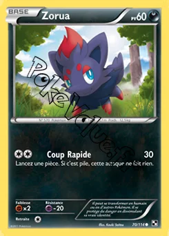 Carte Pokémon Zorua  n°70 de la série Noir et Blanc