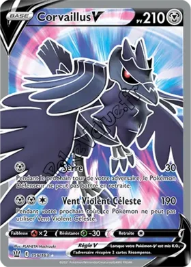 Carte Pokémon Corvaillus V  n°156 de la série Styles de Combat