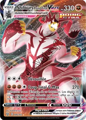 Carte Pokémon Shifours Poing Final VMAX  n°86 de la série Styles de Combat