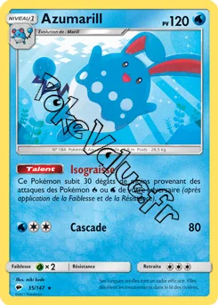 Carte Pokémon Azumarill  n°35 de la série Ombres Ardentes