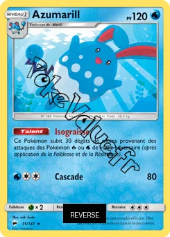 Carte Pokémon Azumarill  Reverse n°35 de la série Ombres Ardentes