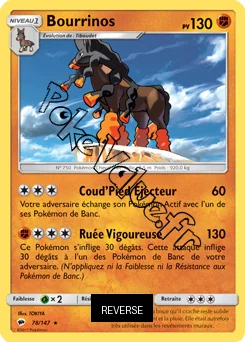 Carte Pokémon Bourrinos Reverse n°78 de la série Ombres Ardentes