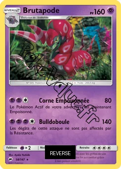 Carte Pokémon Brutapode Reverse n°58 de la série Ombres Ardentes