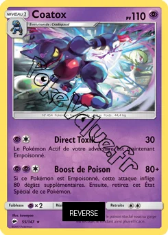 Carte Pokémon Coatox Reverse n°55 de la série Ombres Ardentes