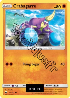 Carte Pokémon Crabagarre  Reverse n°73 de la série Ombres Ardentes