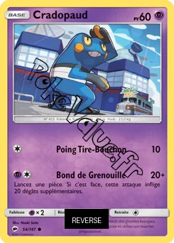 Carte Pokémon Cradopaud  Reverse n°54 de la série Ombres Ardentes