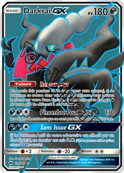 Carte Pokémon Darkrai GX  n°139 de la série Ombres Ardentes