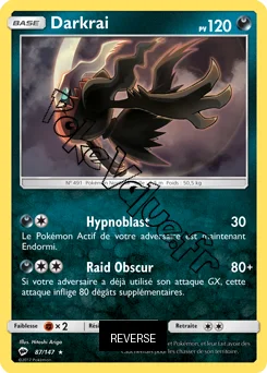 Carte Pokémon Darkrai  Reverse n°87 de la série Ombres Ardentes