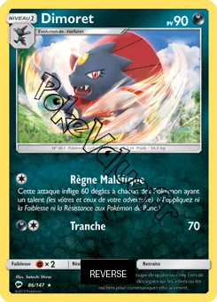 Carte Pokémon Dimoret Reverse n°86 de la série Ombres Ardentes