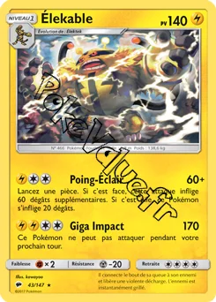 Carte Pokémon Élekable n°43 de la série Ombres Ardentes