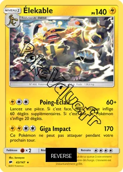 Carte Pokémon Élekable Reverse n°43 de la série Ombres Ardentes