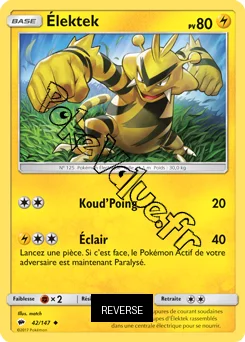 Carte Pokémon Élektek Reverse n°42 de la série Ombres Ardentes