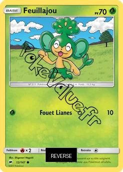 Carte Pokémon Feuillajou  Reverse n°12 de la série Ombres Ardentes