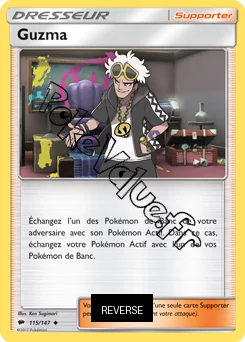 Carte Pokémon Guzma Reverse n°115 de la série Ombres Ardentes