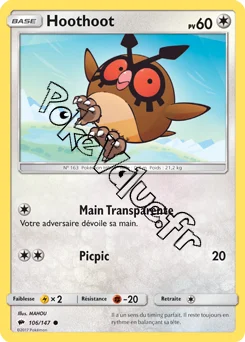 Carte Pokémon Hoothoot  n°106 de la série Ombres Ardentes