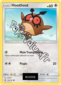 Carte Pokémon Hoothoot  Reverse n°106 de la série Ombres Ardentes