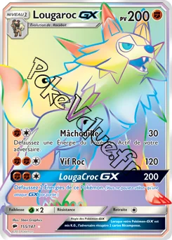 Carte Pokémon Lougaroc GX n°155 de la série Ombres Ardentes