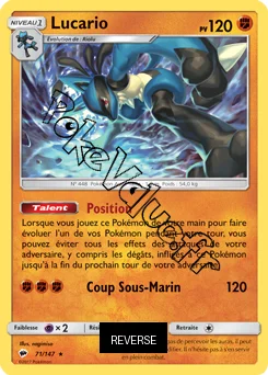Carte Pokémon Lucario  Reverse n°71 de la série Ombres Ardentes