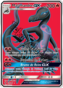 Carte Pokémon Malamandre GX n°132 de la série Ombres Ardentes