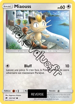 Carte Pokémon Miaouss  Reverse n°101 de la série Ombres Ardentes