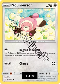 Carte Pokémon Nounourson  Reverse n°110 de la série Ombres Ardentes