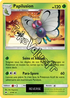 Carte Pokémon Papilusion Reverse n°3 de la série Ombres Ardentes