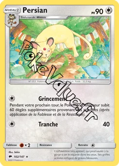 Carte Pokémon Persian  n°102 de la série Ombres Ardentes