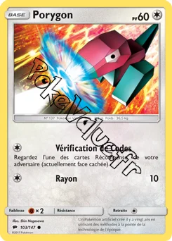 Carte Pokémon Porygon  n°103 de la série Ombres Ardentes