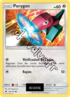 Carte Pokémon Porygon  Reverse n°103 de la série Ombres Ardentes