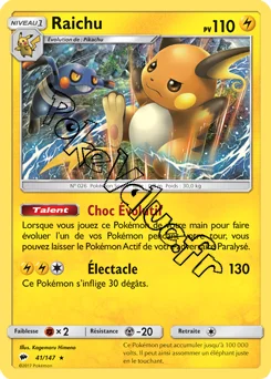 Carte Pokémon Raichu  n°41 de la série Ombres Ardentes