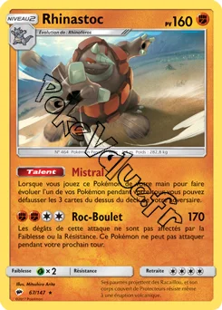 Carte Pokémon Rhinastoc n°67 de la série Ombres Ardentes