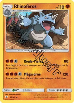 Carte Pokémon Rhinoféros n°66 de la série Ombres Ardentes