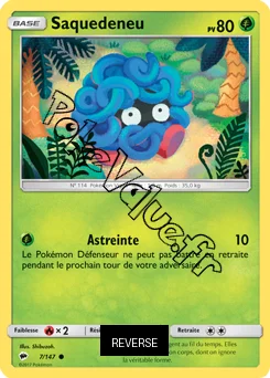 Carte Pokémon Saquedeneu  Reverse n°7 de la série Ombres Ardentes