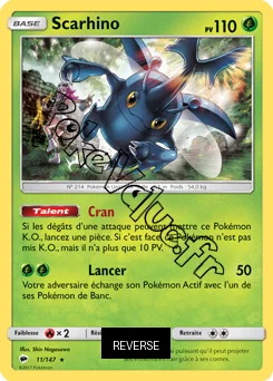 Carte Pokémon Scarhino Reverse n°11 de la série Ombres Ardentes