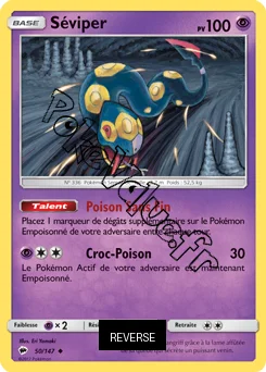 Carte Pokémon Séviper Reverse n°50 de la série Ombres Ardentes
