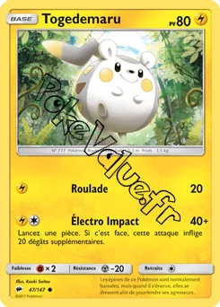 Carte Pokémon Togedemaru  n°47 de la série Ombres Ardentes