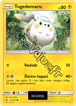 Carte Pokémon Togedemaru  Reverse n°47 de la série Ombres Ardentes